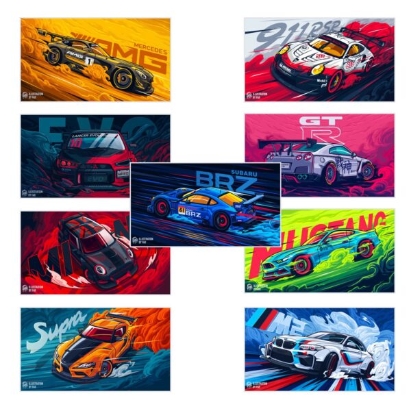 Super Cars Wall Posters Set of 9 (A3+)