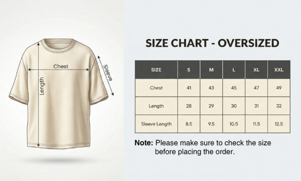Oversize French Terry T-Shirt Size Chart
